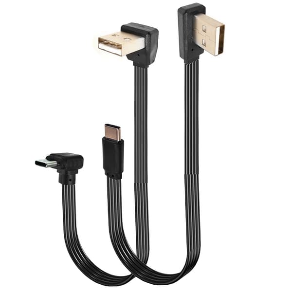 Fladt slankt USB til Type C opladningskabel strømledning til bærbare computere og telefoner 1m Bend left