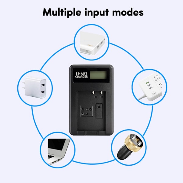 Kompakt ABS-kamerabatteriladdare med LCD-display för NB7L, G11/G12/SX30 IS-kamera - mångsidigt laddningsalternativ med USB-laddare