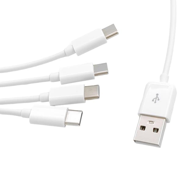 USB til Type C Opladerkabel Ledning Han til 4 Han Stikledning til Smartphones White