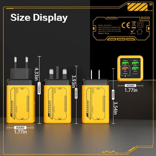240W hurtigladeadapter USB-lader 4 USB 2 Type C Effektiv varmreduksjon Green EU