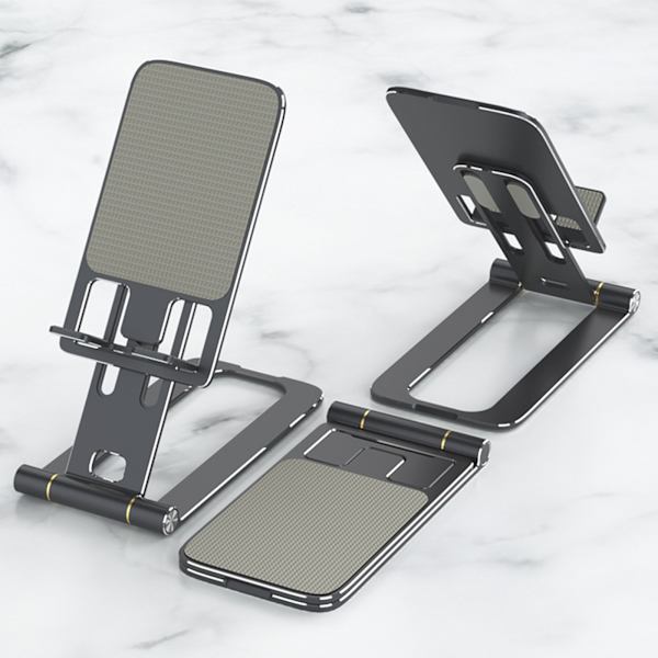 Aluminiumlegering Telefonhållare Stativ Frigör Händerna När Du Lagar Mat Arbetar Spelar Spel Present till Familj Vänner Barn Hopvikbar Black