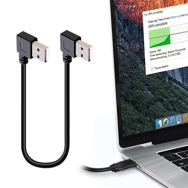 Bøjeligt kabel 25 cm forlængerledning plasttekstur til datasynkronisering og opladning null - Double left bend