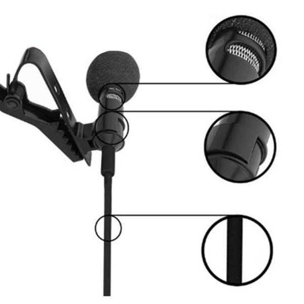 Högkänslig lapelklämma mikrofon 3,5 mm kabelkontakt Klämmikrofon för inspelning, hem, radio och tv