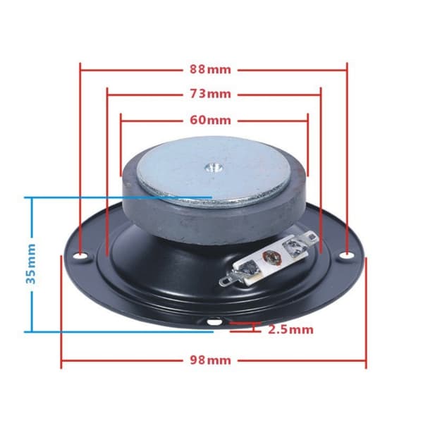 Magnetisk højttaler 30W 4Ohm 3 tommer diameter rund form erstatningshøjttaler null - Single magnet