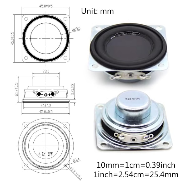 45MM 4Ohm 5W Full Range Högtalare Magnet Ljudhögtalare Lämplig För Högtalartillbehör