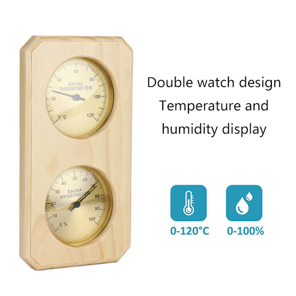 Väggmonterad Saunahygrotermometer Inomhus Celsius Termometer & Hygrometer 0-120℃