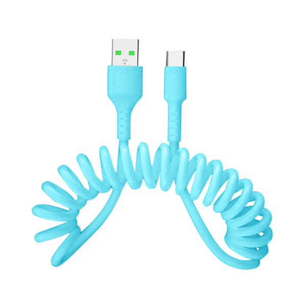 Svart/ Blå/ Grön/ Rosa/ Röd Laddningskabel Data Kabel Fjäder Flexibel TPE-kabel Blue