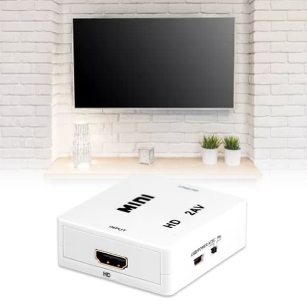 Multifunktionel HDMI-kompatibel til AV 3Rca til Scaler Adapter Video Composite Converter Mini Converter Box Black