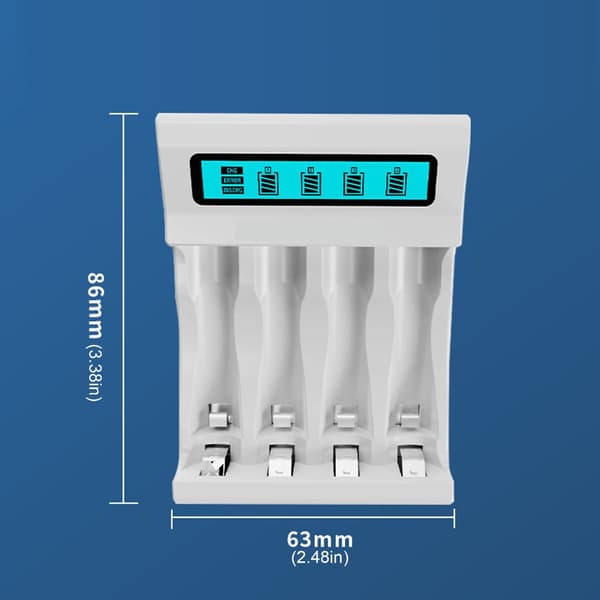 Opladeradapter med uafhængige 4 slots LCD-display og sikkerhedsbeskyttelse White