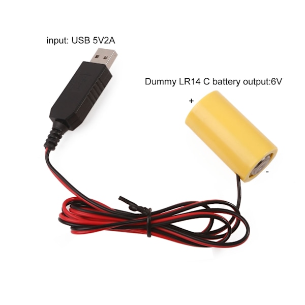 Universal 6V LR14 C Batterielliminator USB Strömförsörjningskabel, 4 st LR14 C Batteriutbytesadapter