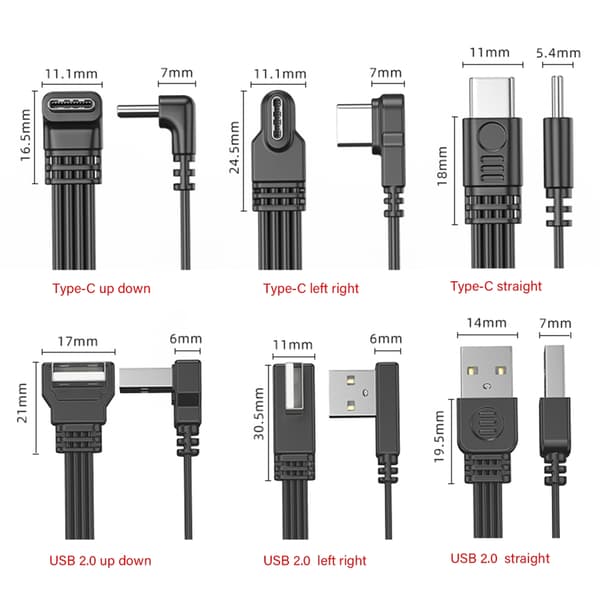 USB til Type C Datakabel Rask 2A Lading Høy Hastighet 480Mbps Datasynkronisering Bøyelig 90°/Rett Hode Koblinger Ledning 1m - USB D to Type C LR