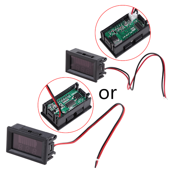 Digital Voltmeter Spänningsmätare Batterikapacitetsindikator Batterimätare 15V-72V Spänningsdisplay Professionell Mätare