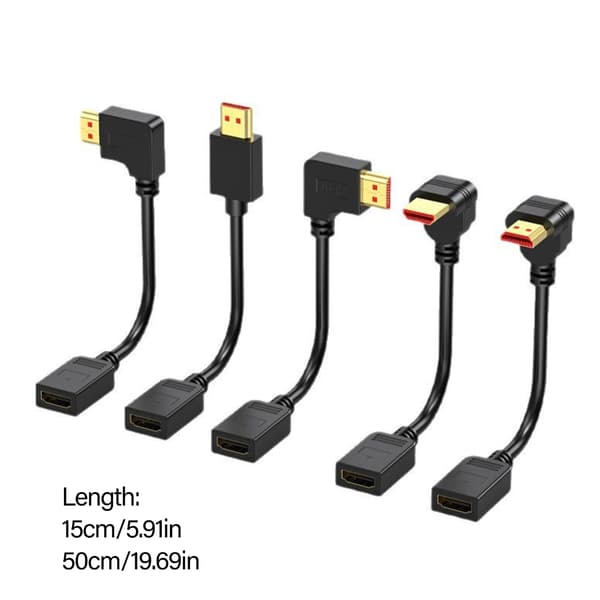 Snabb HDTV-videokabel hane till hona förlängningskabel stöder 4K60hz 2K 50cm down bend