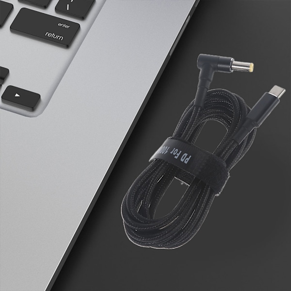 5,5 x 1,7 mm strömladdningskabel 100W PD USB typ C hane ingång till 90 grader