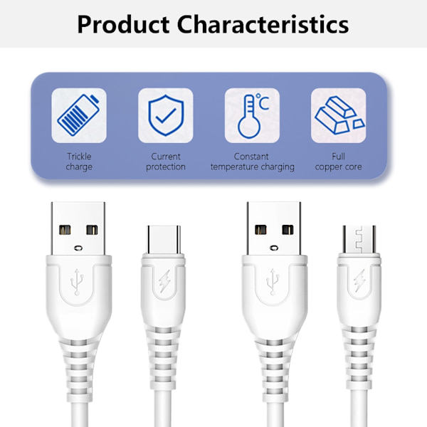 USB til Type C/USB 5Pin Datakabel, 2A Hurtig Opladningskabelledning 100cm Micro USB 2A