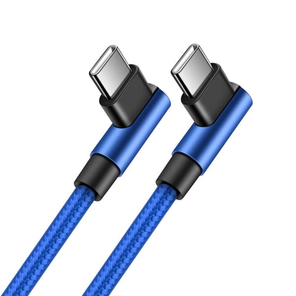 Snabb USB C-kabel 60W Power Delivery Vinklade ändar för enkel anslutning Black 3m