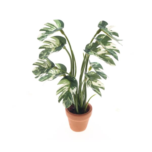 Mini Monstera Deliciosa Plastväxt för Dockhus Inredningsaccessoar