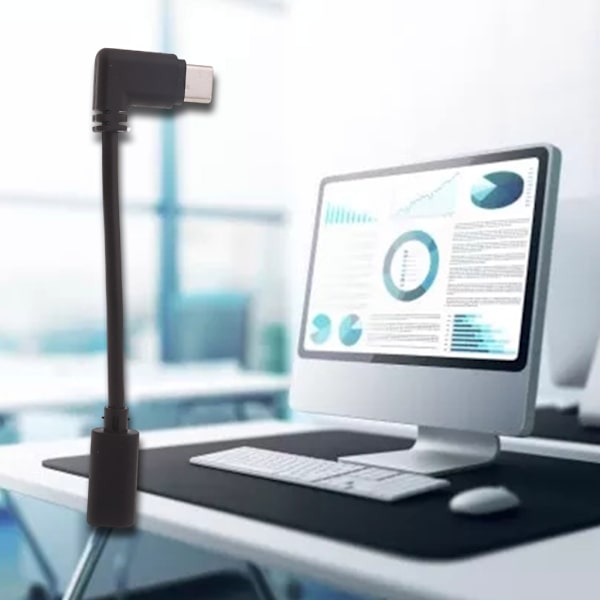 90 Graders Vinkel Dataöverföringskabel Micro USB till Typ C Adapter Sladd