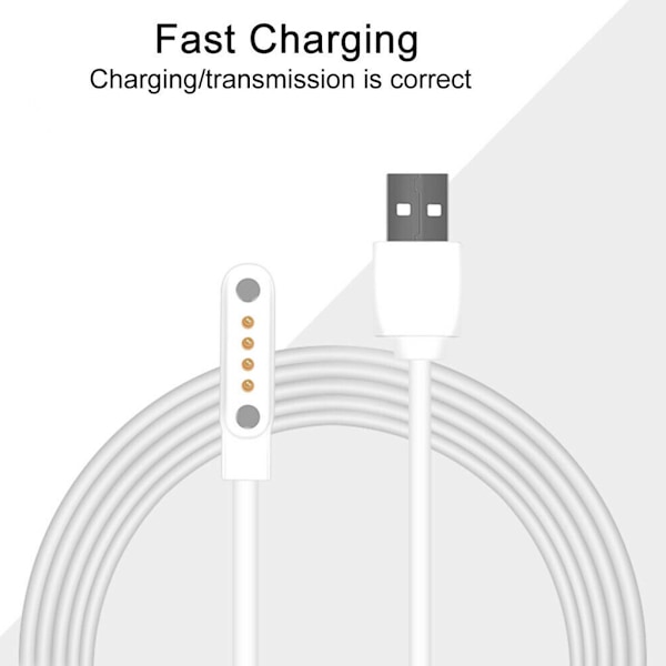 USB Laddningskabelhållare Laddningsdocka Fäste Vagga Universell för Smart Klocka Laddningskabel 4 Pin Magnetisk Laddning White