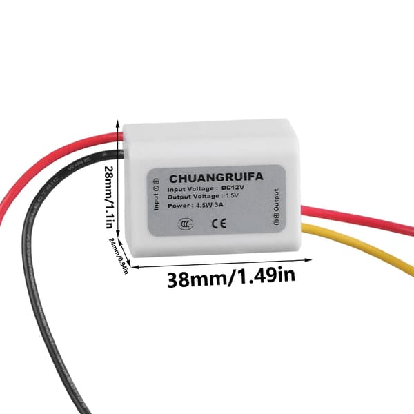 12V til 1.5V 3A 4.5W Buck Ladeomformere Nedtrappingsomformere for Batteri