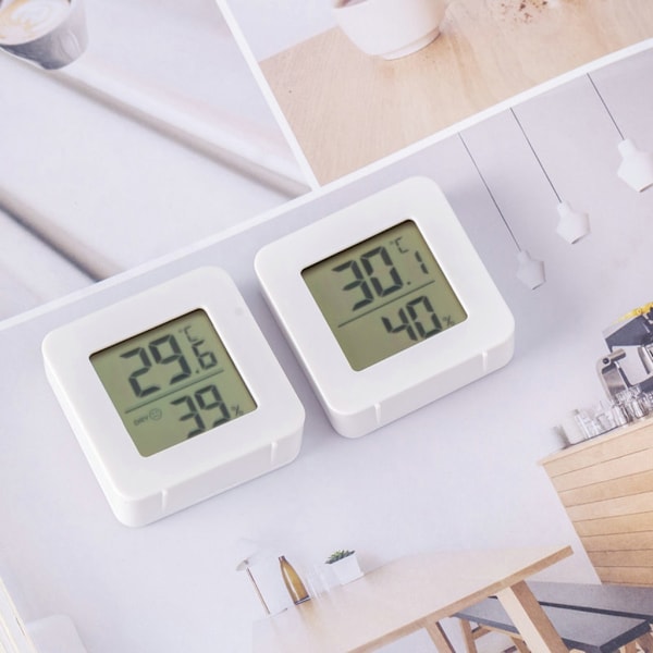 Väggmonterad LCD Digital Termometer Hygrometer för Inomhus med Inbyggt Batteri