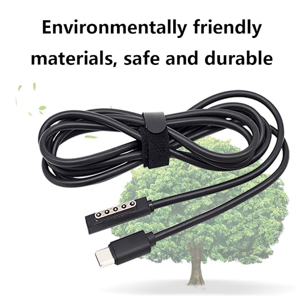 Laddningskabel Typ C Hane/Hona Till Surface Pro Laptop Laddningskontakt Kabel för Surface 1/2/Surface för RT Black