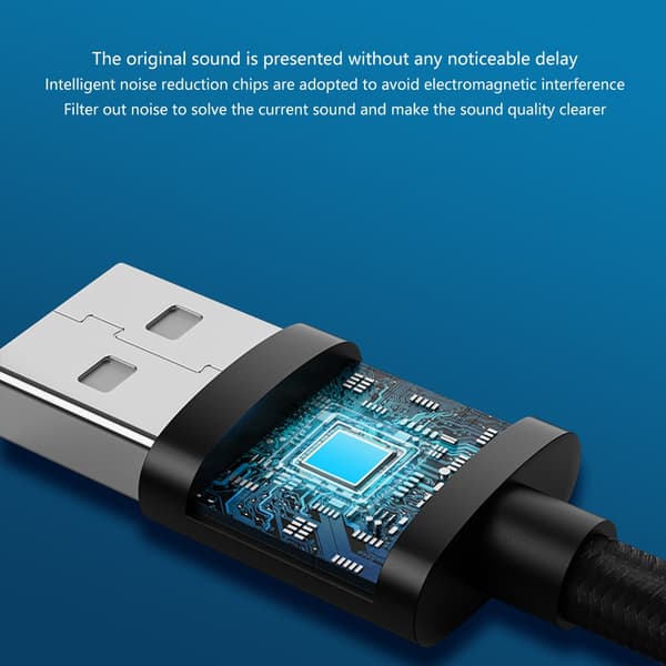 USB 3-benet mikrofonadapterkabel til elektrisk guitar, keyboards og computer 2m