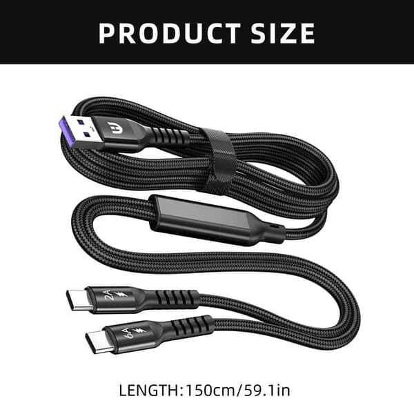 Multi Laddningskabel USB C Splitter Kabel 2 i 1 Snabbladdningssladd 2 Typ C