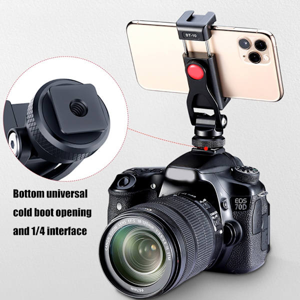 Telefonhållare Tripod Mount Clamp med Dubbel Kallskofäste 1/4 \" Skruv