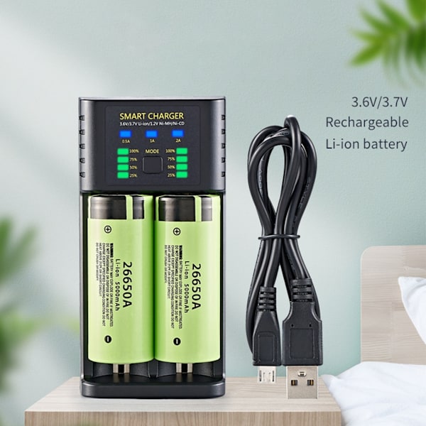 USB 3.6/3.7V Laddningsadapter för 10400/14500/14650/16340/18650 Li-ion Batterier