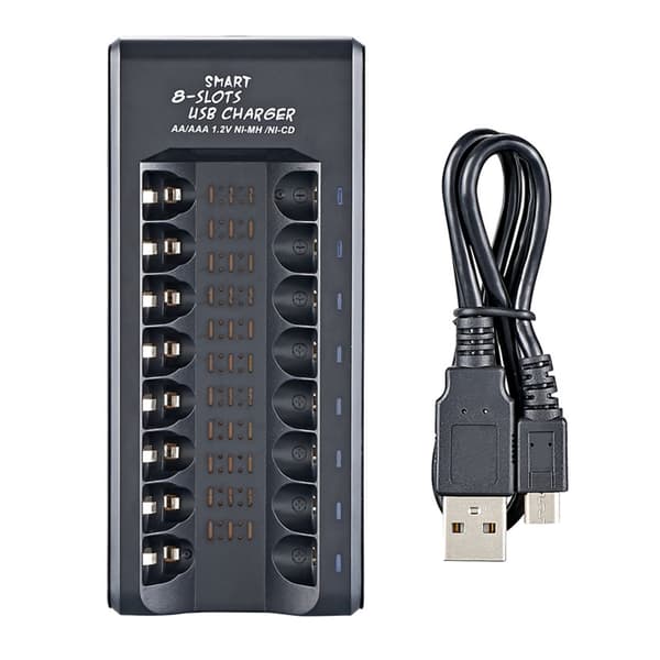 Multippel Batterilader 8-spors for 1.2v Dobbel/Trippel A Intelligent Kontroll IC