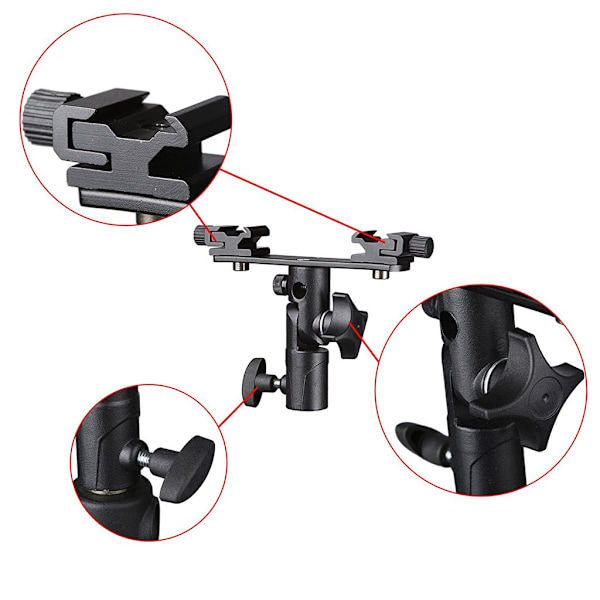 Hot Shoe-adapter med dubbla skruvar, stativhållare för DSLR-kamera, LED-videomikrofon, monitor, blixtljus