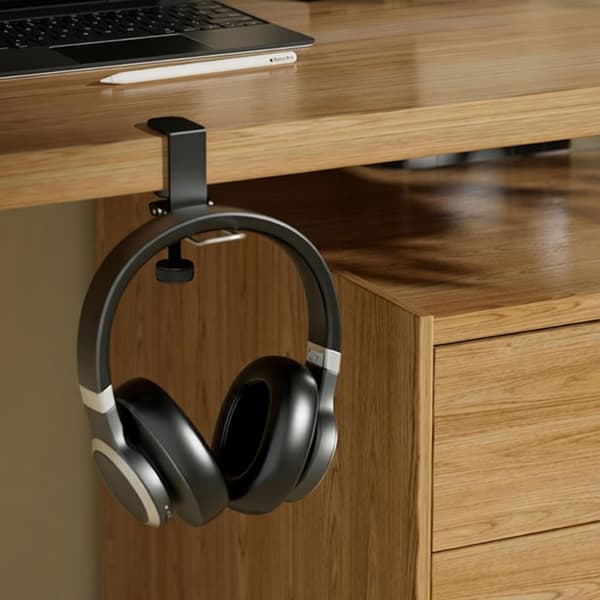 Dobbeltkrog Design Headsetholder til Kontorbord og Boligindretning Black - Single hook
