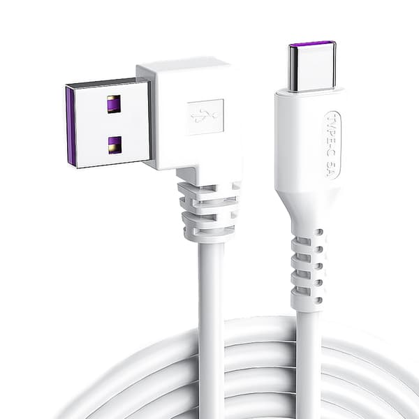 Nopea USB - Type C -datakaapeli 5A lataus älypuhelimille ja tableteille 1.5m Left bend
