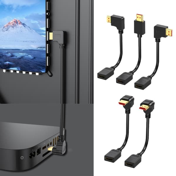 Snabb HDTV-videokabel hane till hona förlängningskabel stöder 4K60hz 2K 50cm down bend
