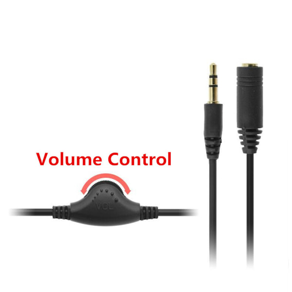 3,5 mm Han till 3,5 mm Hon Adapter 3 meter Dator Kabel med Volymkontroll