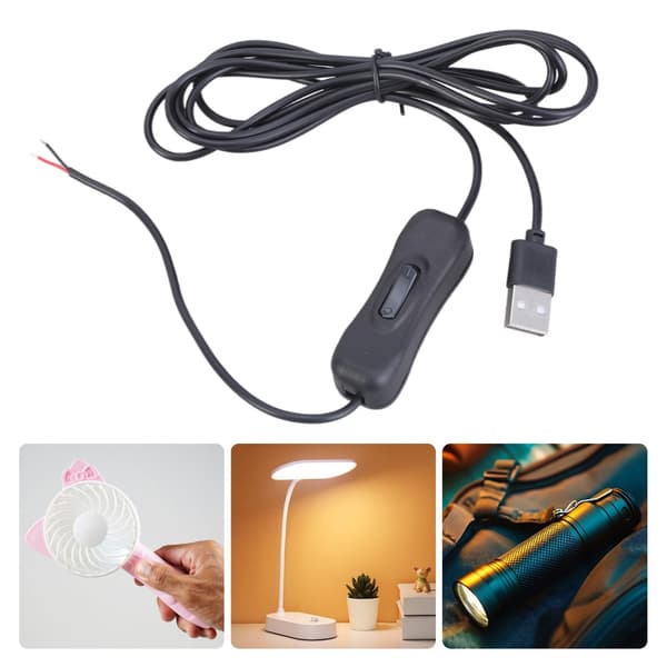 USB til 2-benet bart ledningsåbent endekabel 5V USB han 2-benet pigtail strømledning erstatning