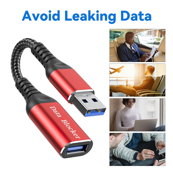 USB Datablocker Hona Till Hane USB Laddningskabel För Säker Strömförsörjning