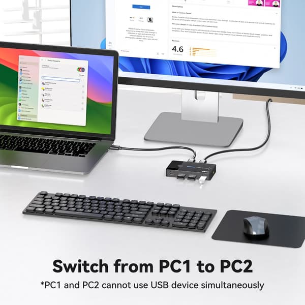 KVM Switch til 2 Computere USB3.0 KVM Switch 2 ind 4 ud USB3.0 Port til Mus Skærme Tastaturer Printer Tilbehør