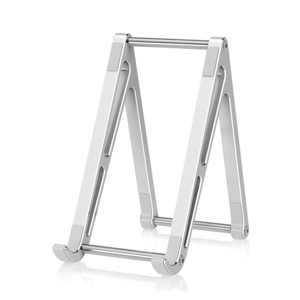 Mobiltelefon stativfäste universell telefon surfplatta hållare skrivbord mobiltelefon hållare vagga aluminium triangulärt stöd Silver