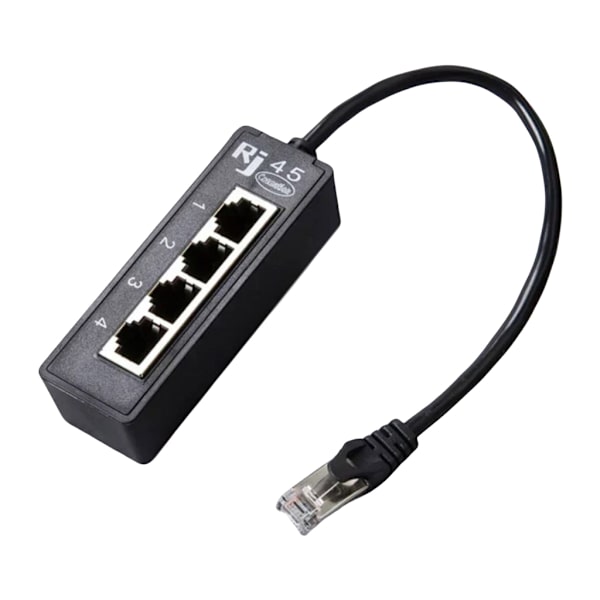 RJ45 Nätverksdelare Extender Adapter 1 till 4 Port Ethernet Kabelkontakt