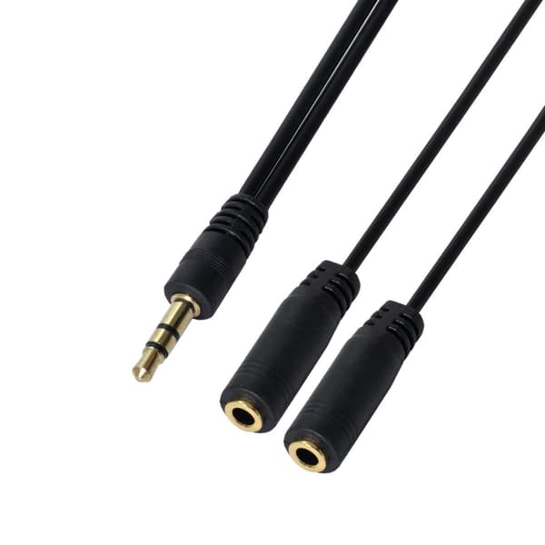 Stereo Hovedtelefon Splitter Kabel 3.5mm Han til Dobbelt Hun Adapterledning