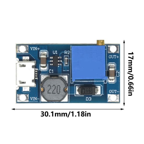 2st Effektiv Miniatyr Boost Omvandlare Modul 2V-24V Till 5V 9V 12V 28 null - MICRO interface