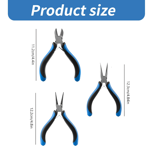 3-pack Smyckesverktyg - Tångset med Rundtång, Kedjetång och Tång för Smyckestillverkning