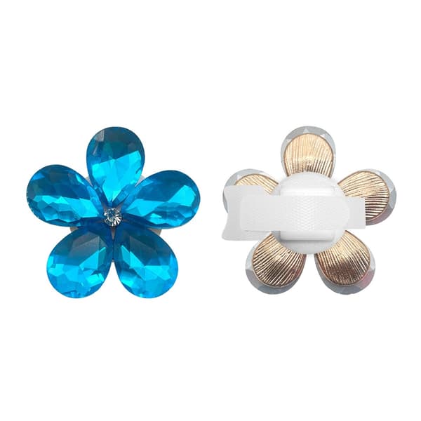 1 par dejlig blomsterhovedtelefoncharm med glitrende rhinstensdesign Blue