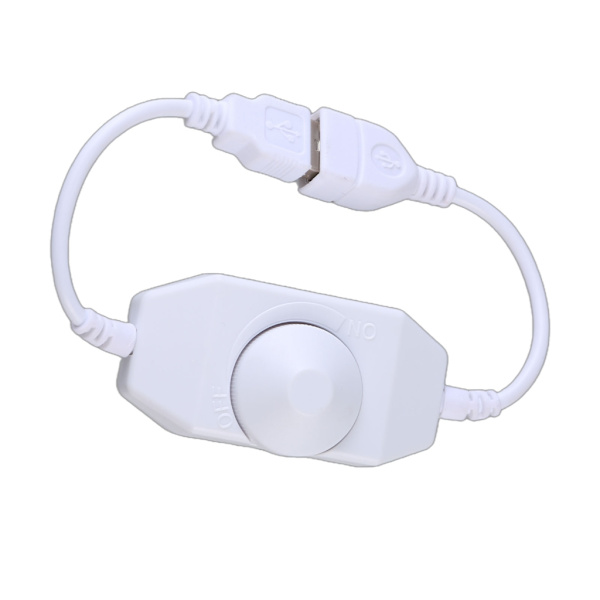 DC5V USB LED Dimmer Förlängningshastighetskontroll Brytare Strömkabelkontroll White
