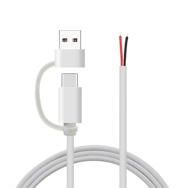 USB C Pigtail 2-lederkabel USB Type C Hann til 2-pinners ledning DIY Pigtail-kabel 5V 2A Type c USB 2m