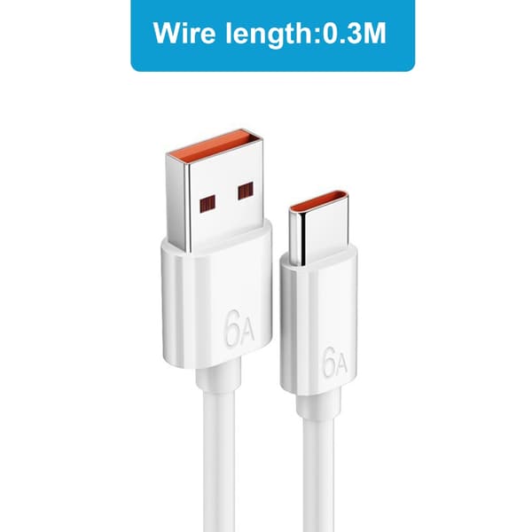 Kätevä USB C -kaapeli, pitkä Type C - USB A -latauskaapeli, 6,0 A:n pikalataus USB Type-C 1m