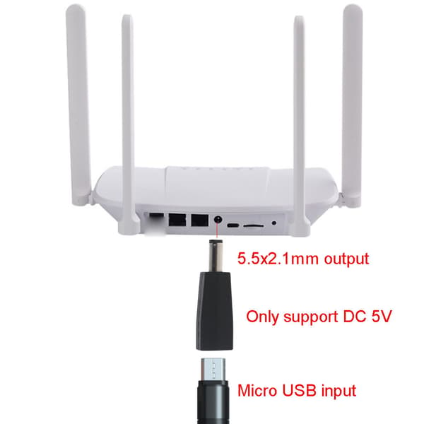 Micro USB hun til 5,5x2,1 mm 4,0x1,7 mm han adapter 5V til LED lys router