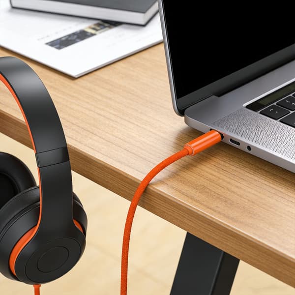 Standard USB C til 3,5 mm lydkabel for sømløs musikk- og samtalekvalitet White